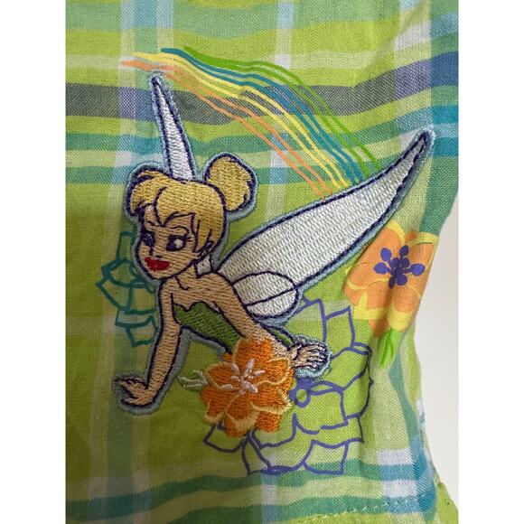 Vintage Disney Fairies Tinkerbell Plaid Tunic Top Girls Size 4 Embroidered - Picture 3 of 7